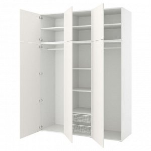 PLATSA, шкаф-купе с 6 дверцами, белый/Fonnes white, 180x57x241 см