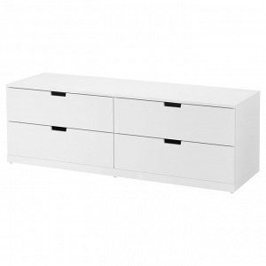 NORDLI, комод с 4 выдвижными ящиками, белый, 160x54 см