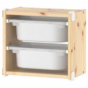 TROFAST, настенное хранилище, светло-белая мореная сосна/белый, 34x21x30 см