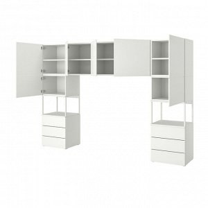 PLATSA, шкаф-купе с 7 дверцами + 6 выдвижными ящиками, белый/Fonnes white, 300x42x201 см