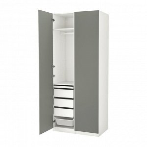 Шкаф для одежды PAX / REINSVOLL, комбинированный, белый /серо-зеленый, 100x60x236 см