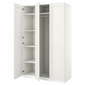 PAX / GRIMO, комбинированный шкаф для одежды, белый /white, 150x60x236 см