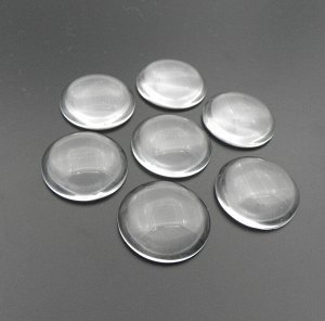 Кабошоны стеклянные прозрачные круглые 20 мм. Цена за 1 шт.