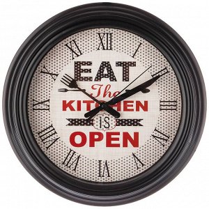 ЧАСЫ НАСТЕННЫЕ КВАРЦЕВЫЕ ""CHEF KITCHEN"" ДИАМЕТР=31 СМ. ДИАМЕТР ЦИФЕРБЛАТА=22,5 СМ. ЦВЕТ:ЧЕРНЫЙ