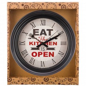 ЧАСЫ НАСТЕННЫЕ КВАРЦЕВЫЕ ""CHEF KITCHEN"" ДИАМЕТР=31 СМ. ДИАМЕТР ЦИФЕРБЛАТА=22,5 СМ. ЦВЕТ:ЧЕРНЫЙ