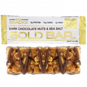 California Gold Nutrition, Батончик Gold Bar, темный шоколад, орехи и морская соль, 40 г (1,4 унции)