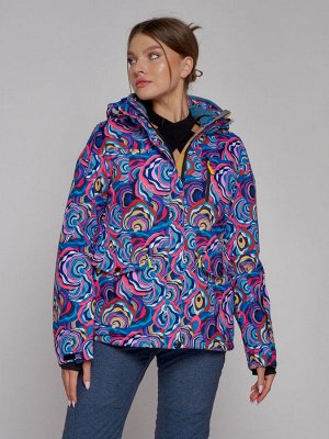 Горнолыжная куртка женская зимняя синего цвета 2302-2S