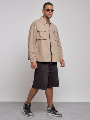 Джинсовая куртка мужская бежевого цвета 12770B