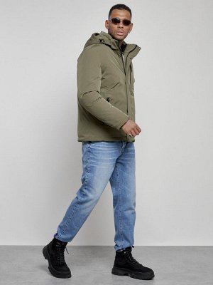 Куртка мужская зимняя с капюшоном спортивная великан цвета хаки 8335Kh