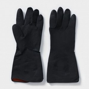 Перчатки хозяйственные латексные Доляна, размер L, защитные, химически стойкие, 60 гр, цвет чёрный