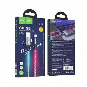 Зарядный кабель HOCO U112 Rainbow USB - Type-C Lightning 1 м, радужная подсветка