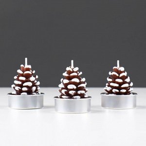 Набор свечи новогодние "Шишка", 3 шт, 4*6 см,