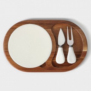 Набор для подачи сыра «Рудольф», 2 ножа, 28x18,5x1,5 см, акация