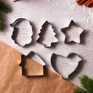 Формочки для печенья новогодние «Зимний вкус», набор 10 шт., нержавеющая сталь
