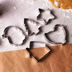 Формочки для печенья новогодние «Зимний вкус», набор 10 шт., нержавеющая сталь