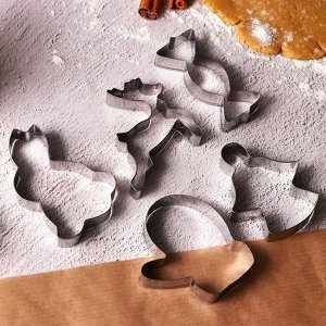 Формочки для печенья новогодние «Зимний вкус», набор 10 шт., нержавеющая сталь