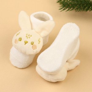 Подарочный набор новогодний M&B «Малыши» браслеты - погремушки, носочки - погремушки, бежевый