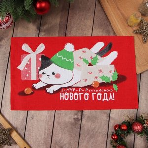 Полотенце «Доляна. Котик», 28x46 см, 100% хлопок, рогожка 164 г/м²