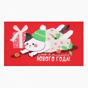 Набор новогодних полотенец Доляна "Новогодние игрушки" 28х46 см - 2 штуки, 100% хлопок, рогожка 164 г/м2