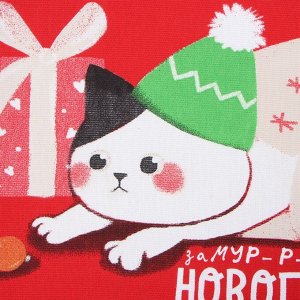 Полотенце «Доляна. Котик», 28x46 см, 100% хлопок, рогожка 164 г/м²