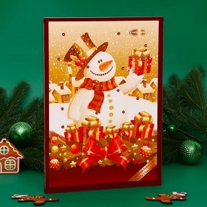 Адвент календарь с мини плитками из молочного шоколада "Снеговик", 50 г