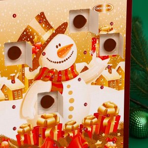 Адвент календарь с мини плитками из молочного шоколада "Снеговик", 50 г