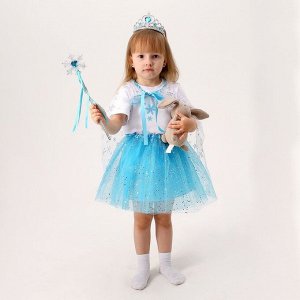 Карнавальный набор «Зимняя принцесса»: футболка, юбка, накидка, диадема, рост 110–116 см