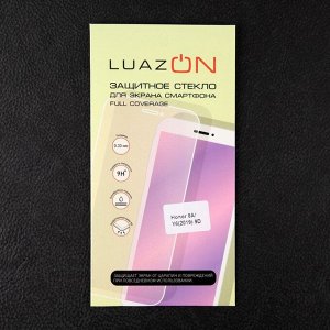 Защитное стекло 9D LuazON для Honor 8A/Y6 (2019), полный клей, 0.33 мм, 9Н, черное
