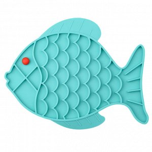 Лизательный коврик Mr.Kranch для медленного поедания силиконовый Рыбка 24,5*19 см голубая