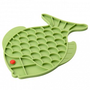 Лизательный коврик Mr.Kranch для медленного поедания силиконовый Рыбка 24,5*19 см зеленая