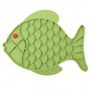 Лизательный коврик Mr.Kranch для медленного поедания силиконовый Рыбка 24,5*19 см зеленая