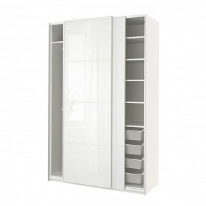 PAX / F?RVIK, шкаф для одежды, белый /белое стекло, 150x66x236 см