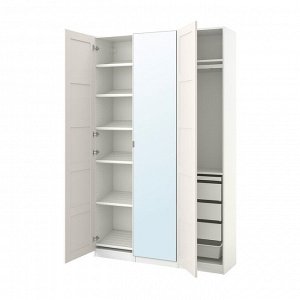PAX / BERGSBO /?HEIM, комбинированный шкаф-купе, белый / зеркальное стекло, 150x38x236 см