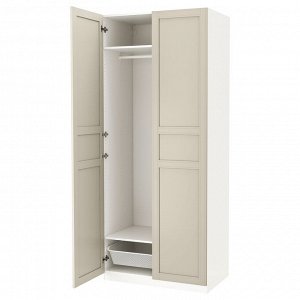 ДЛЯ гостей / ФЛИСБЕРЖЕ, шкаф-купе, белый /светло-бежевый, 100x60x236 см