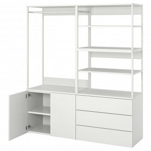 PLATSA, шкаф-купе с 2 дверцами + 3 выдвижными ящиками, белый/Fonnes white, 160x42x181 см