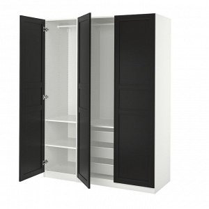 Шкаф для одежды PAX / FLISBERGET, комбинированный, белый /антрацитовый, 150x60x201 см