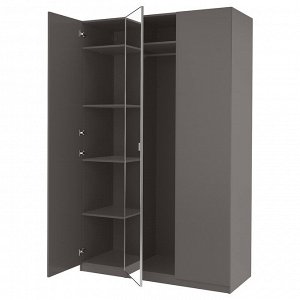 PAX / FORSAND/?HEIM, комбинированный шкаф-купе, темно-серый / зеркальное стекло, 150x60x236 см