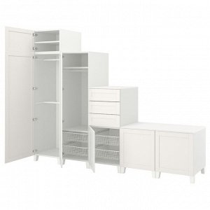 PLATSA, шкаф-купе с 6 дверцами + 3 выдвижными ящиками, белый/ Sannidal white, 300x57x231 см