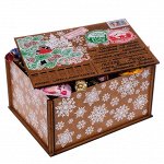 Новогодний сладкий подарок Посылка Снежная Фанера 1000 г. Россия