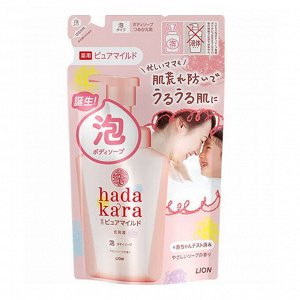 Бархатное увлажняющее мыло-ПЕНКА для тела "Hadakara" с нежным ароматом мыла (для чувствительной кожи) 440 мл, мягкая упаковка / 16