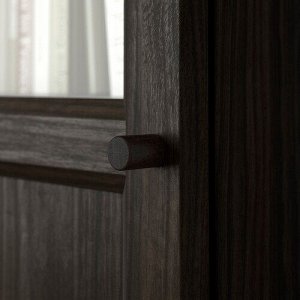 БИЛЛИ / ОКСБЕРГ, книжный шкаф с панелью/стекл дверцей, под дуб темно-коричневый, 40x30x202 см,