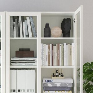 БИЛЛИ / ОКСБЕРГ, книжный шкаф с филенчатыми/стекл дверцами, белый/стекло, 120x30x202 см,