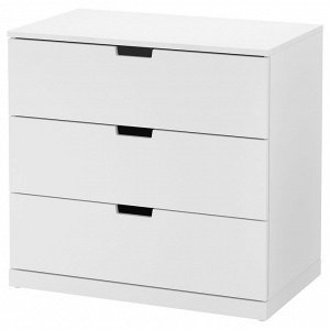 NORDLI, комод с 3 выдвижными ящиками, белый, 80x76 см