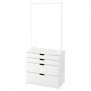 NORDLI, комод с 4 выдвижными ящиками, белый, 80x192 см