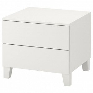 PLATSA, комод с 2 выдвижными ящиками, белый /Fonnes white, 60x57x53 см