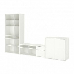 VIHALS, комбинация для телевизора и хранения вещей, белый, 337x47x200 см