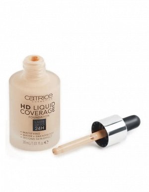 Катрис Тональная основа для лица светло-бежевая Catrice HD Liquid coverage foundation Light Beige тон 010