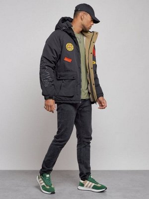 Куртка мужская зимняя с капюшоном молодежная черного цвета 88915Ch