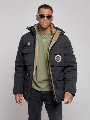 Куртка мужская зимняя с капюшоном молодежная черного цвета 88911Ch