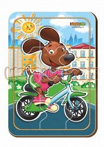 Деревянный пазл, 12 деталей «Собака на велике»